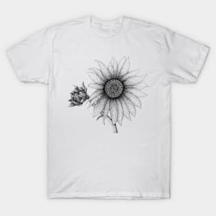 Pointillism Sunflower Illustration T-Shirt